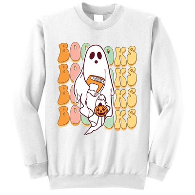 Ghost Book Reading Halloween Costume Teacher Books Lover Sweatshirt