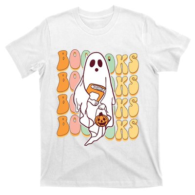 Ghost Book Reading Halloween Costume Teacher Books Lover T-Shirt