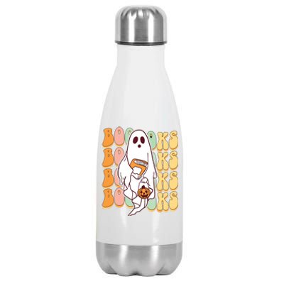 Ghost Book Reading Halloween Costume Teacher Books Lover Stainless Steel Insulated Water Bottle