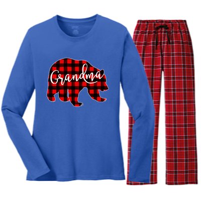 Grandma Bear Red Plaid Matching Family Christmas Eve Buffalo Gift Women's Long Sleeve Flannel Pajama Set 