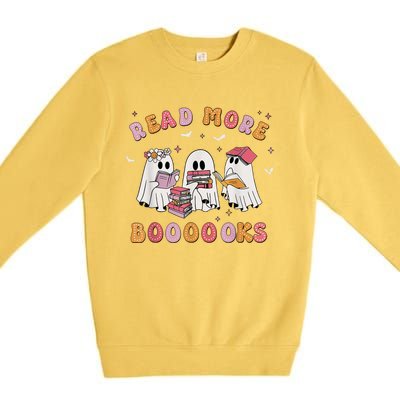 Ghost Book Read More Books Teachers Halloween Premium Crewneck Sweatshirt