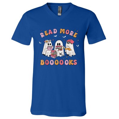 Ghost Book Read More Books Teachers Halloween V-Neck T-Shirt