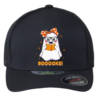 Ghost Book Reading Halloween Costume Teacher Books Lover Flexfit Unipanel Trucker Cap