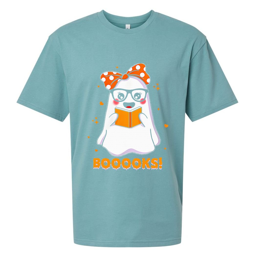 Ghost Book Reading Halloween Costume Teacher Books Lover Sueded Cloud Jersey T-Shirt