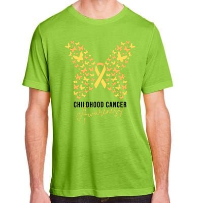 Gold Butterfly Ribbon Childhood Cancer Awareness Adult ChromaSoft Performance T-Shirt