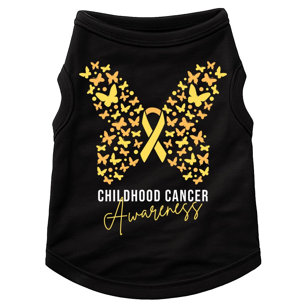 Gold Butterfly Ribbon Childhood Cancer Awareness Doggie Tank