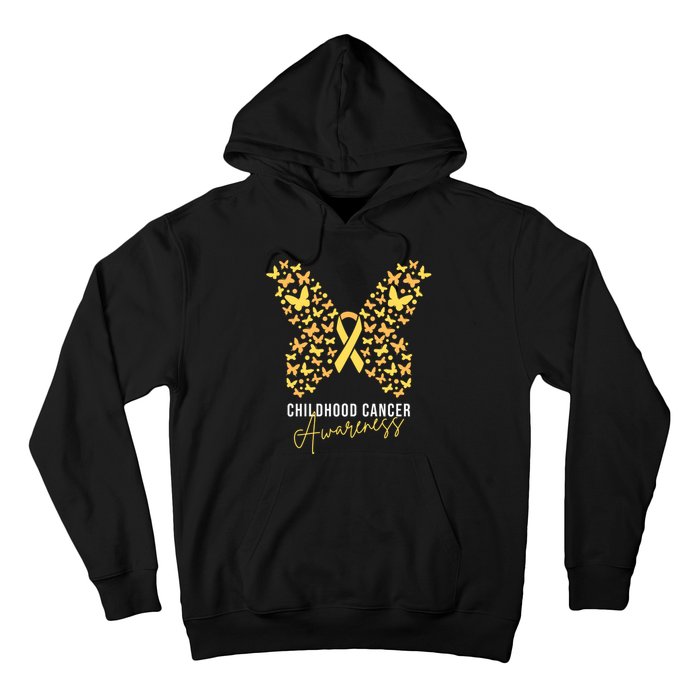 Gold Butterfly Ribbon Childhood Cancer Awareness Hoodie