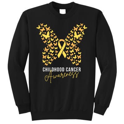 Gold Butterfly Ribbon Childhood Cancer Awareness Sweatshirt