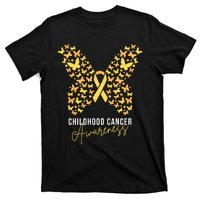 Gold Butterfly Ribbon Childhood Cancer Awareness T-Shirt