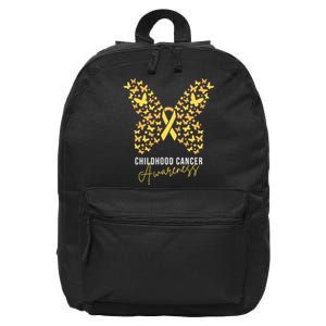 Gold Butterfly Ribbon Childhood Cancer Awareness 16 in Basic Backpack