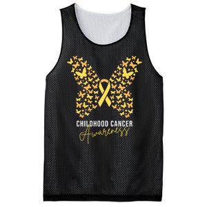 Gold Butterfly Ribbon Childhood Cancer Awareness Mesh Reversible Basketball Jersey Tank