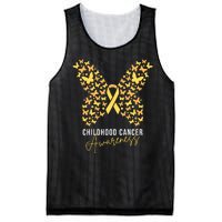 Gold Butterfly Ribbon Childhood Cancer Awareness Mesh Reversible Basketball Jersey Tank