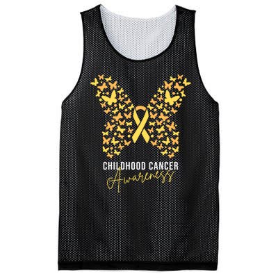 Gold Butterfly Ribbon Childhood Cancer Awareness Mesh Reversible Basketball Jersey Tank