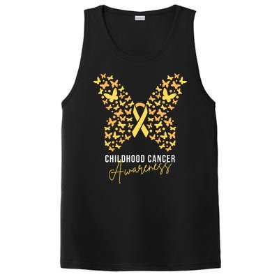 Gold Butterfly Ribbon Childhood Cancer Awareness PosiCharge Competitor Tank