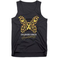 Gold Butterfly Ribbon Childhood Cancer Awareness Tank Top