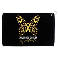 Gold Butterfly Ribbon Childhood Cancer Awareness Grommeted Golf Towel