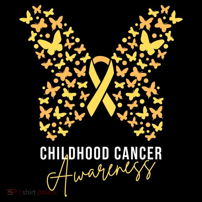 Gold Butterfly Ribbon Childhood Cancer Awareness Women's V-Neck T-Shirt