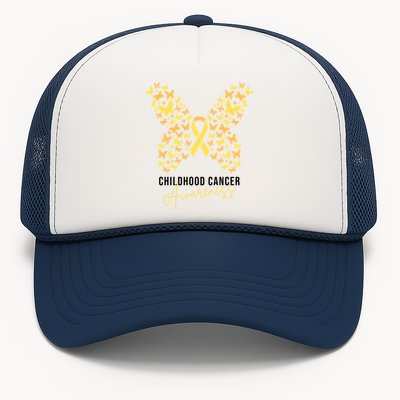 Gold Butterfly Ribbon Childhood Cancer Awareness Trucker Hat