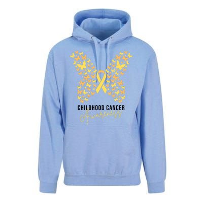 Gold Butterfly Ribbon Childhood Cancer Awareness Unisex Surf Hoodie