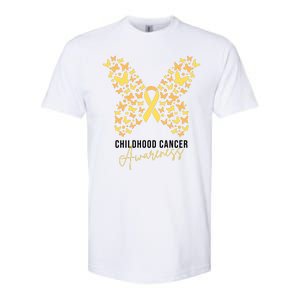 Gold Butterfly Ribbon Childhood Cancer Awareness Softstyle CVC T-Shirt