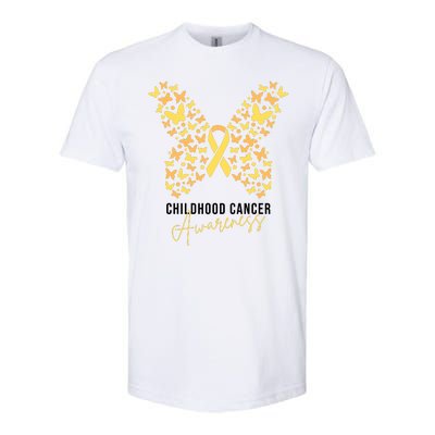 Gold Butterfly Ribbon Childhood Cancer Awareness Softstyle® CVC T-Shirt