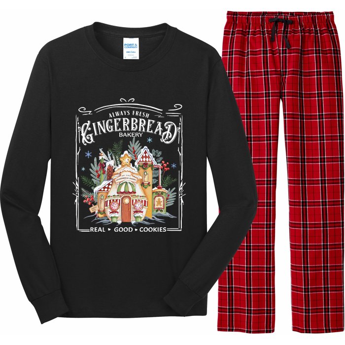 Gingerbread Bakery Retro Christmas Cookie Long Sleeve Pajama Set