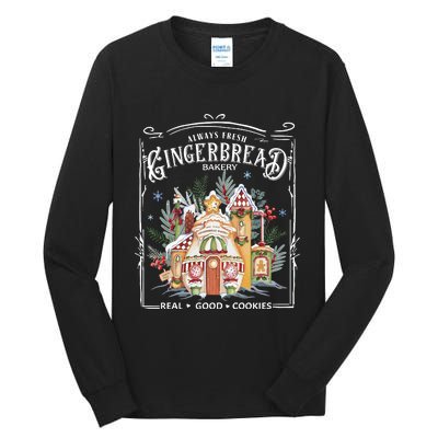 Gingerbread Bakery Retro Christmas Cookie Tall Long Sleeve T-Shirt