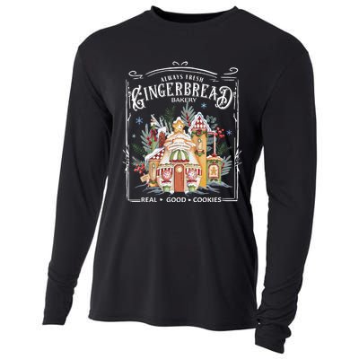 Gingerbread Bakery Retro Christmas Cookie Cooling Performance Long Sleeve Crew