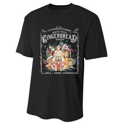 Gingerbread Bakery Retro Christmas Cookie Performance Sprint T-Shirt