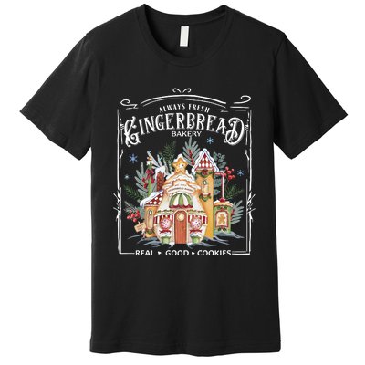 Gingerbread Bakery Retro Christmas Cookie Premium T-Shirt