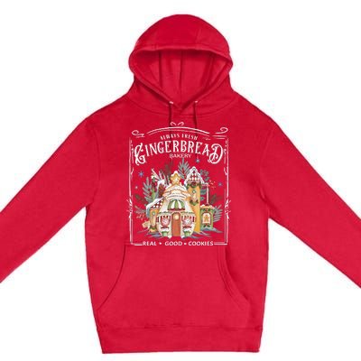 Gingerbread Bakery Retro Christmas Cookie Premium Pullover Hoodie