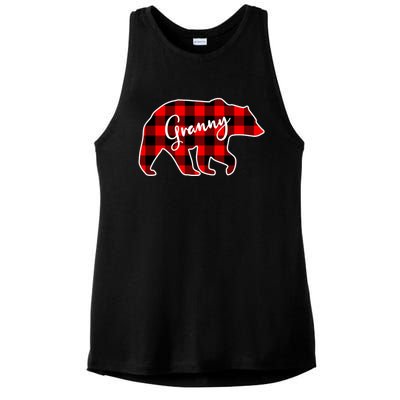 Granny Bear Red Plaid Matching Family Christmas Funny Gift Ladies PosiCharge Tri-Blend Wicking Tank