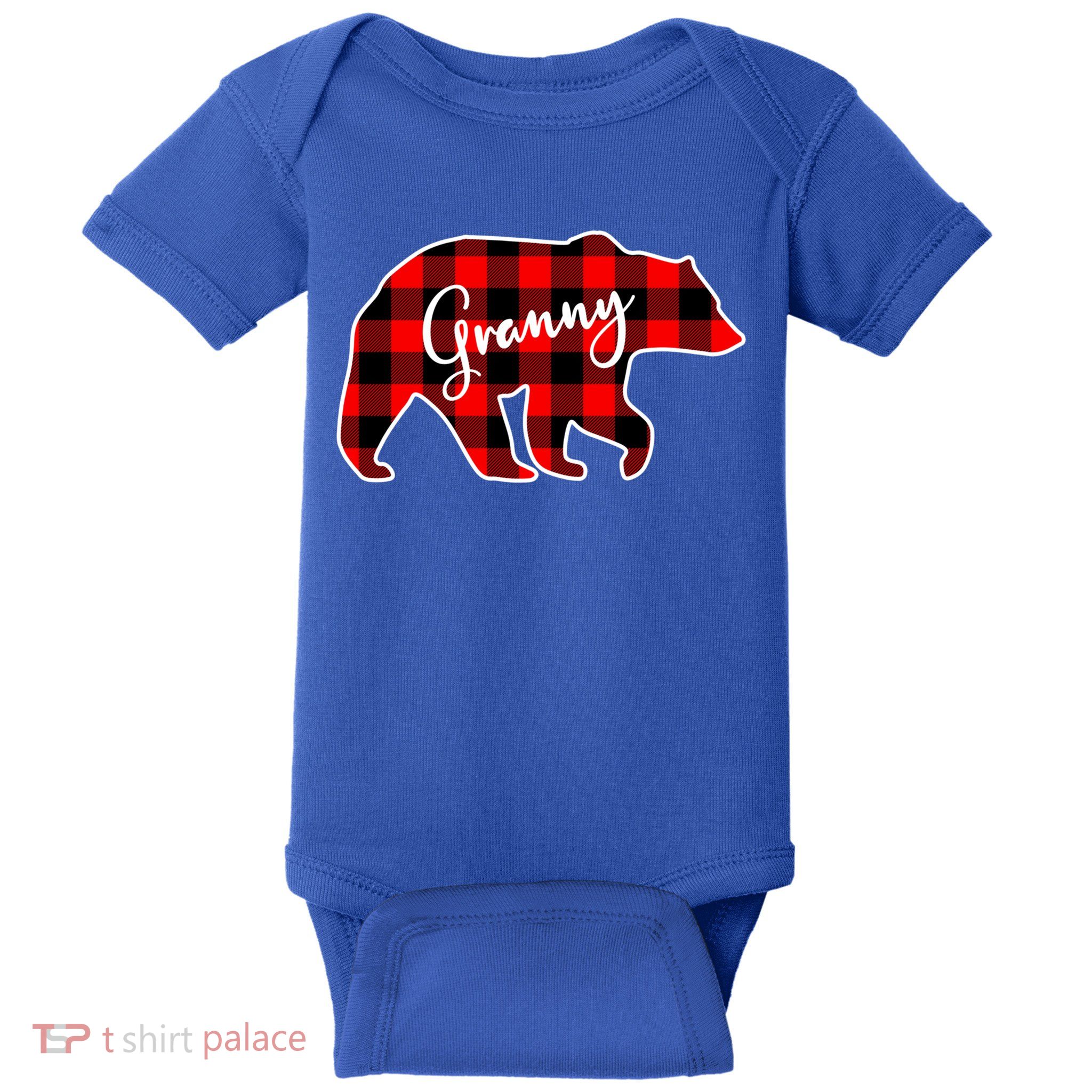 Granny Bear Red Plaid Matching Family Christmas Funny Gift Baby Bodysuit