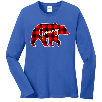 Granny Bear Red Plaid Matching Family Christmas Funny Gift Ladies Long Sleeve Shirt