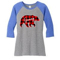 Granny Bear Red Plaid Matching Family Christmas Funny Gift Women's Tri-Blend 3/4-Sleeve Raglan Shirt