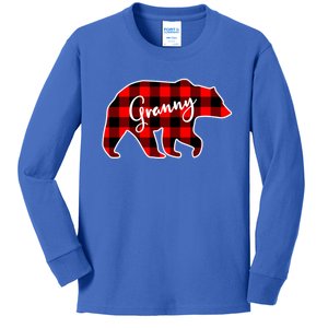 Granny Bear Red Plaid Matching Family Christmas Funny Gift Kids Long Sleeve Shirt