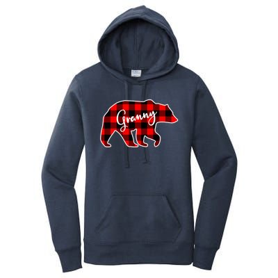 Granny Bear Red Plaid Matching Family Christmas Funny Gift Women's Pullover Hoodie