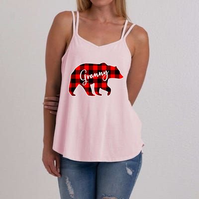 Granny Bear Red Plaid Matching Family Christmas Funny Gift Women's Strappy Tank