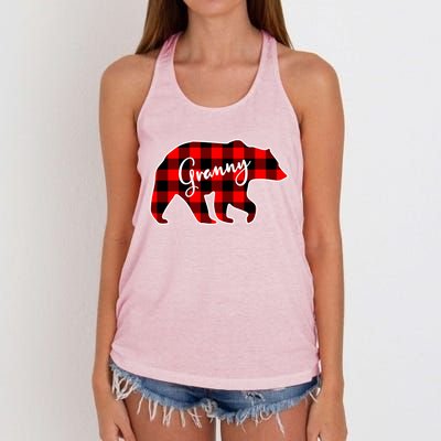 Granny Bear Red Plaid Matching Family Christmas Funny Gift Women's Knotted Racerback Tank