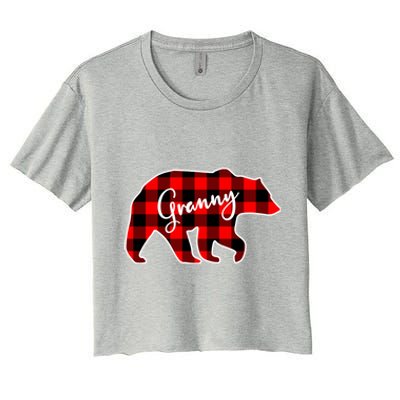 Granny Bear Red Plaid Matching Family Christmas Funny Gift Women's Crop Top Tee