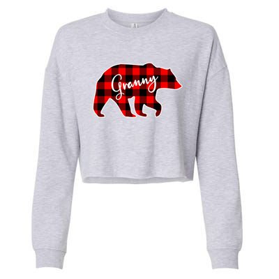 Granny Bear Red Plaid Matching Family Christmas Funny Gift Cropped Pullover Crew