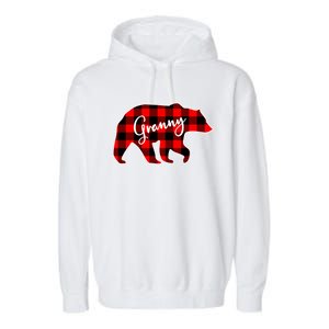 Granny Bear Red Plaid Matching Family Christmas Funny Gift Garment-Dyed Fleece Hoodie