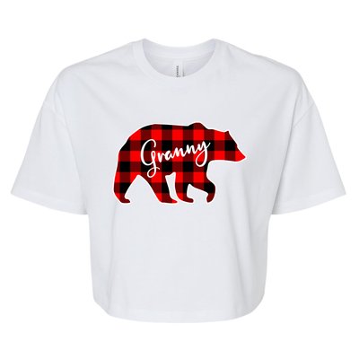 Granny Bear Red Plaid Matching Family Christmas Funny Gift Bella+Canvas Jersey Crop Tee