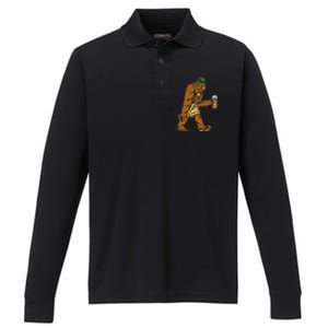 German Bigfoot Sasquatch Beer Lederhose Funny Oktoberfest Performance Long Sleeve Polo