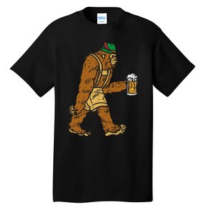 German Bigfoot Sasquatch Beer Lederhose Funny Oktoberfest Tall T-Shirt