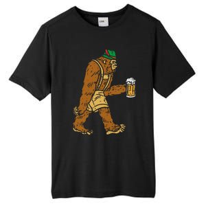 German Bigfoot Sasquatch Beer Lederhose Funny Oktoberfest Tall Fusion ChromaSoft Performance T-Shirt