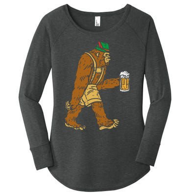 German Bigfoot Sasquatch Beer Lederhose Funny Oktoberfest Women's Perfect Tri Tunic Long Sleeve Shirt