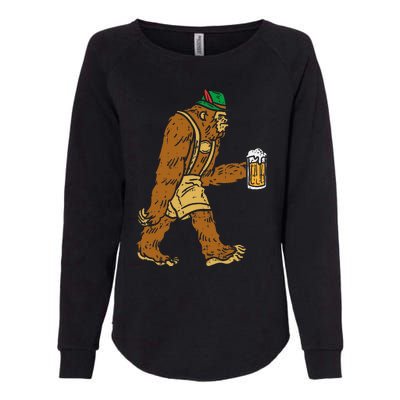 German Bigfoot Sasquatch Beer Lederhose Funny Oktoberfest Womens California Wash Sweatshirt