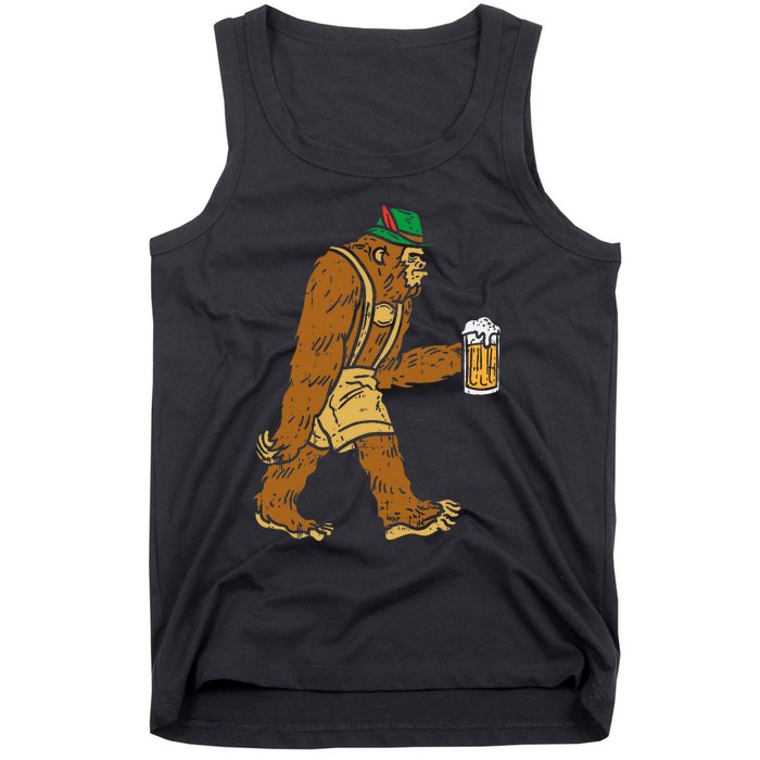 German Bigfoot Sasquatch Beer Lederhose Funny Oktoberfest Tank Top