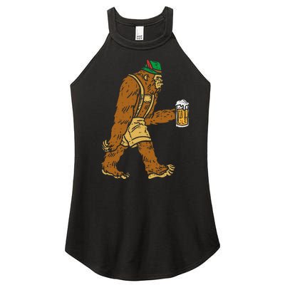 German Bigfoot Sasquatch Beer Lederhose Funny Oktoberfest Women’s Perfect Tri Rocker Tank